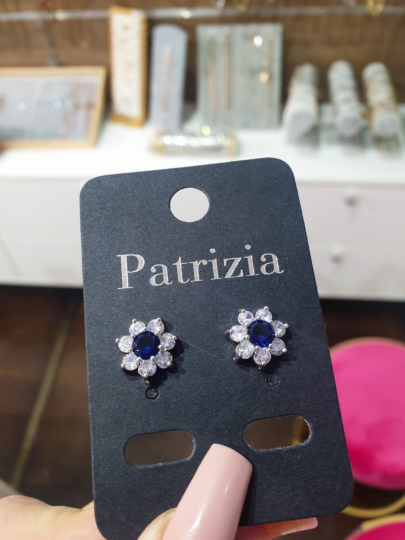 Uhani s cirkoni Flower-Blue